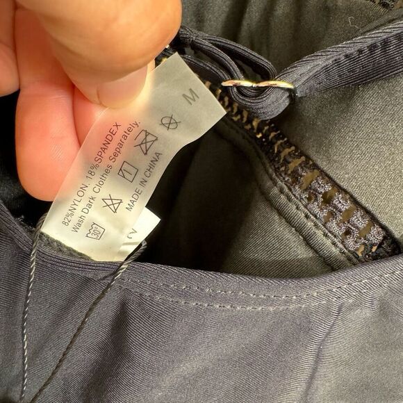 Tempt Me Black Halter Neck Sheer Striped One Piece Swimsuit Med NWT - Picture 6 of 8